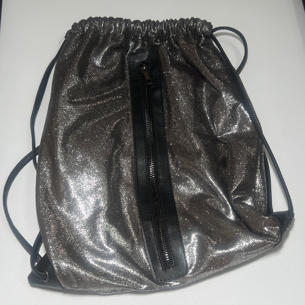 Silver Drawstring Backpack
